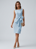 Valeria | Elegant Midi Kjole Med Drapering Og Sløjfedetalje