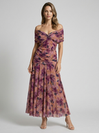 Aurelia | Off-Shoulder Midi Kjole Med Elegant Drapering