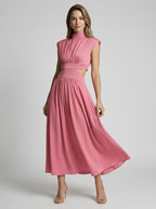 Celestia | Elegancka sukienka maxi z golfem i wycięciami