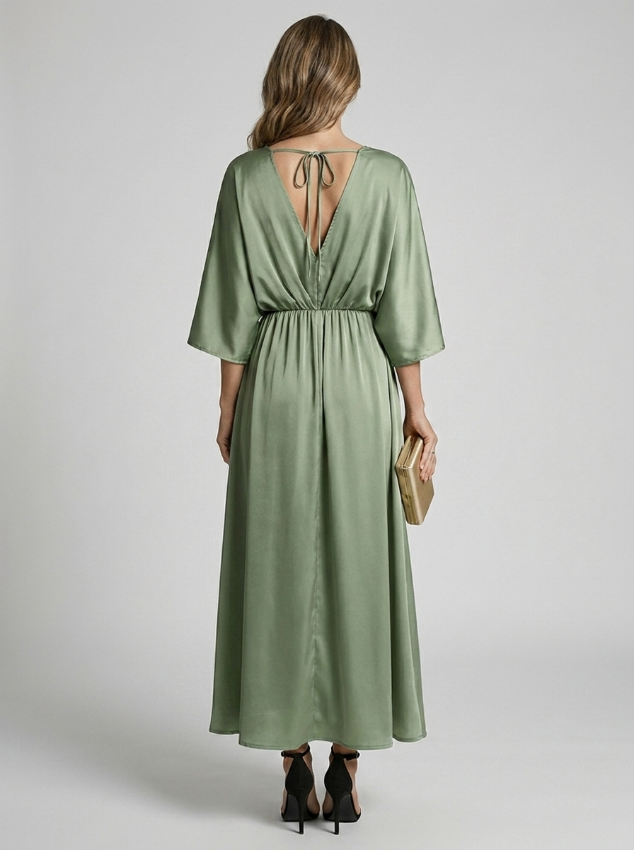 Celestia | Vestido maxi elegante con abertura y cinturón