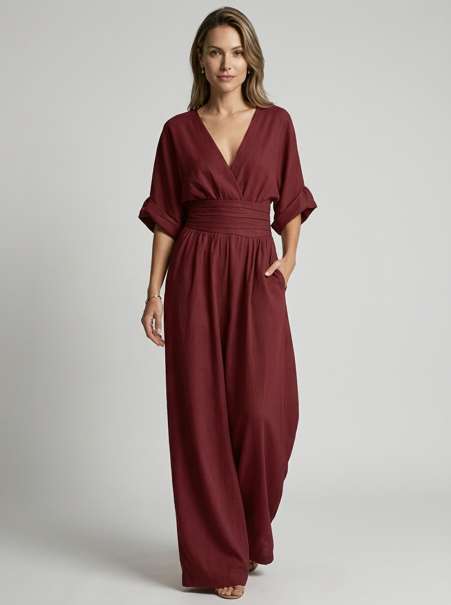 Seraphina | Elegant Jumpsuit with V-Neckline and Defined Waist