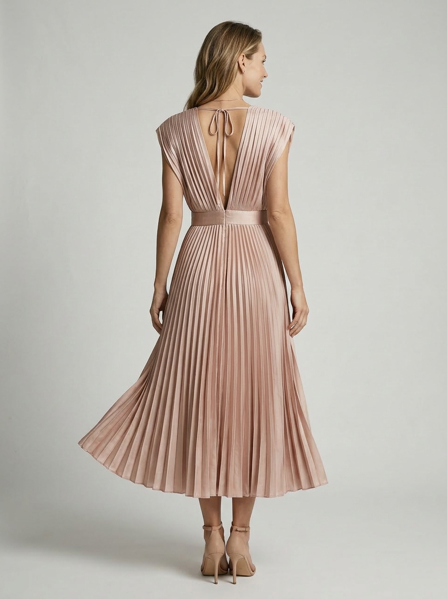 Elira | Abito midi plissettato con scollo a V elegante