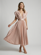 Elira | Abito midi plissettato con scollo a V elegante