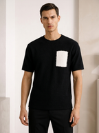 Marzio | Tekstureret T-Shirt Med Brystlomme Og Afslappet Pasform