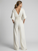 Helena | Elegant Jumpsuit Med V-Udskæring Og Vide Ben