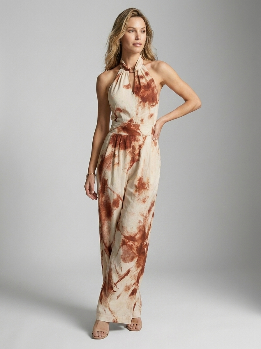 Madison | Kunstnerisk Halterneck Jumpsuit Med Vide Ben