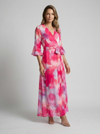 Rosalie | Elegante abito lungo colorato con cintura