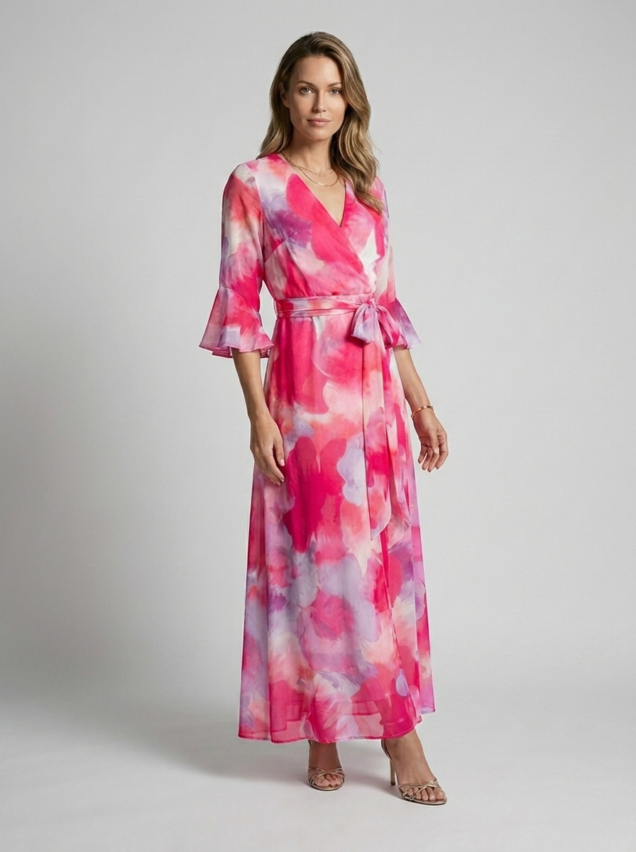 Rosalie | Elegante abito lungo colorato con cintura