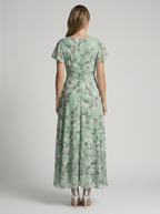 Celeste | Abito lungo floreale con leggero effetto chiffon
