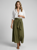 Hannah | Elegant Hørinspireret Co-Ord Sæt Med Bindebælte