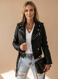 Nora | Dame Bikerjakke Med Læderlook