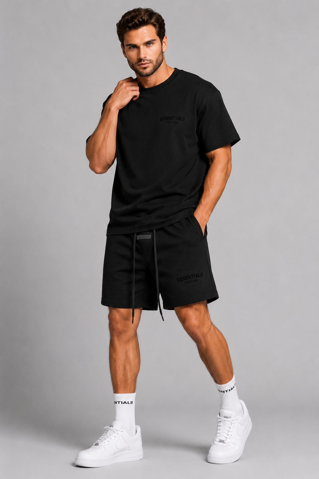 Aiden | ESSENTIALS Fear Of God T-Shirt og Shorts Sæt til Herre