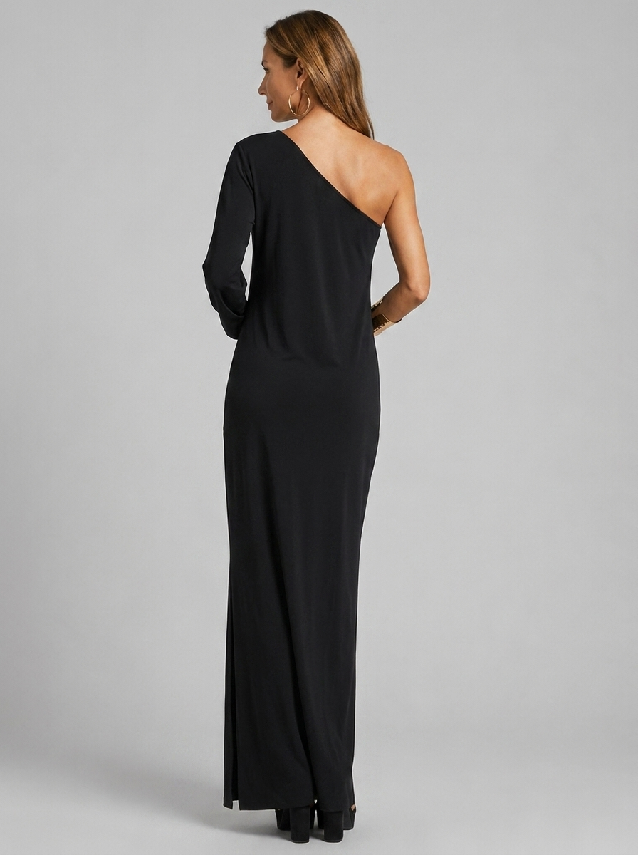 Nala™ | Elegant One-Shoulder Maxi Kjole med Flydende Linjer