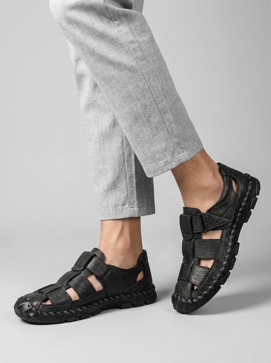 Dante | Håndsyet Vandtæt Læder Fisherman Sandal til Herre