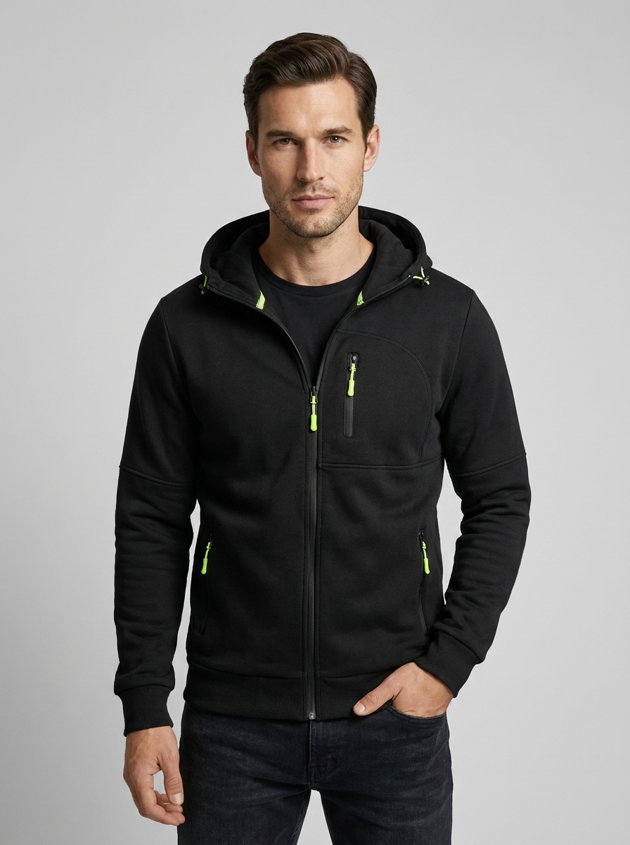 Axel | Herre Hoodie Med Lynlås Og Hætte
