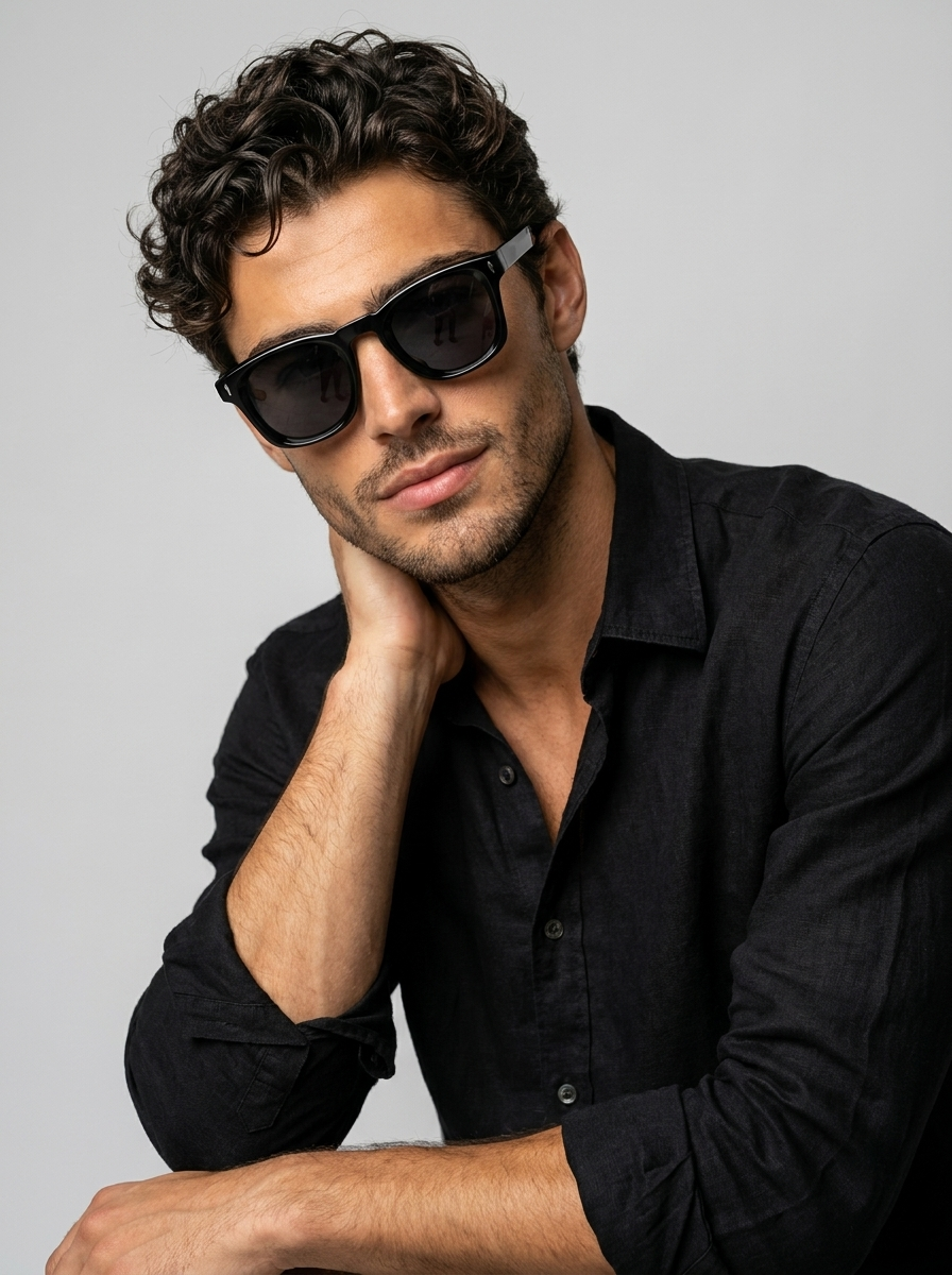 Rivo | Kvadratisk Acetat Solbrille med Gradientfarvet Stel