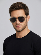 Milo | Kvadratisk Aviator Solbrille i Guld Stel