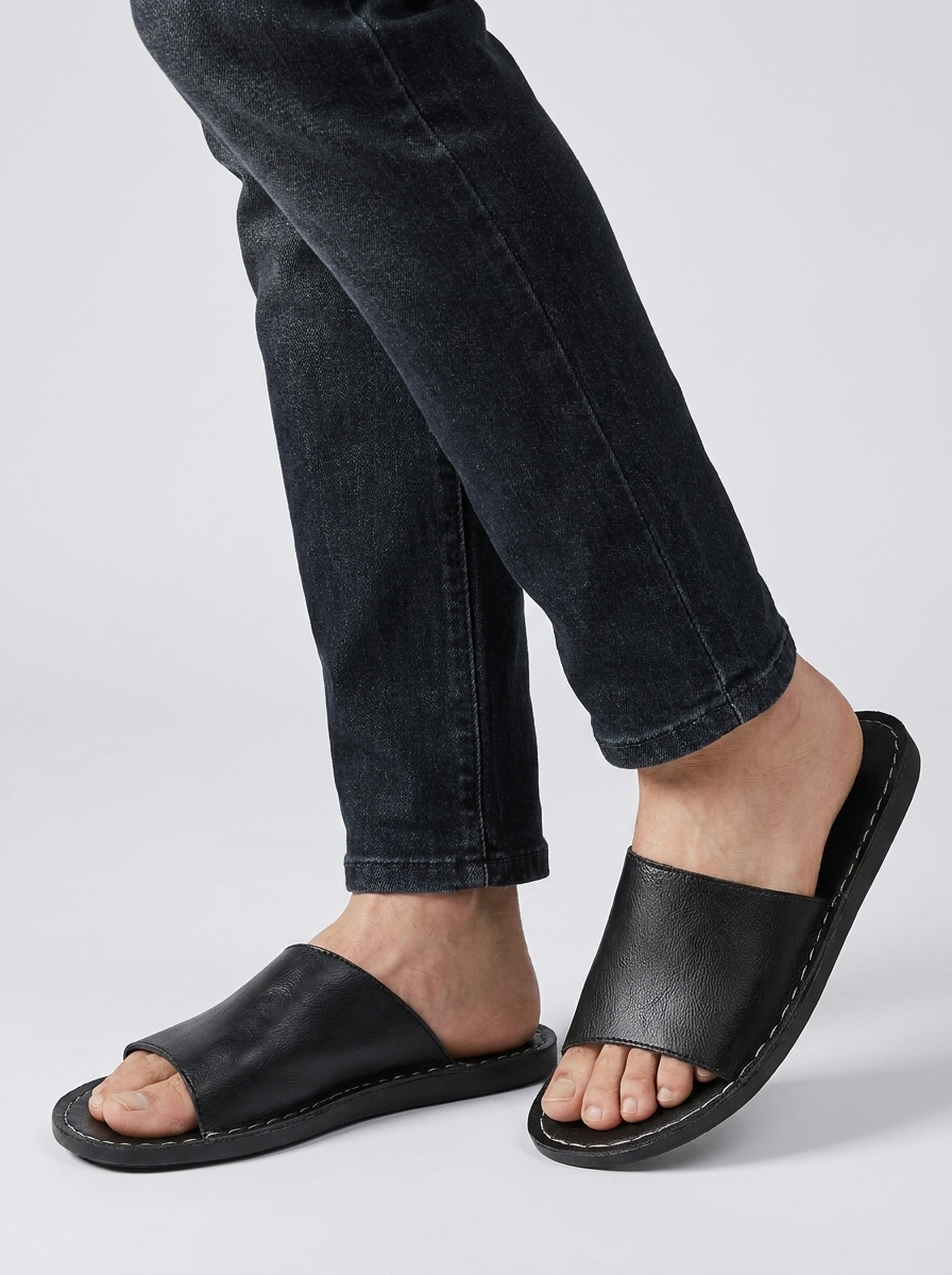 Paros | Minimalistisk Slide Sandal i Ægte Læder