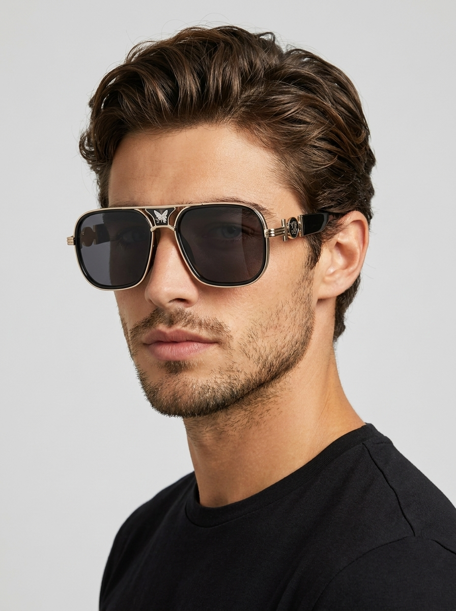 Donna | Retro-Glam Pilot Solbrille med Emaljedetaljer