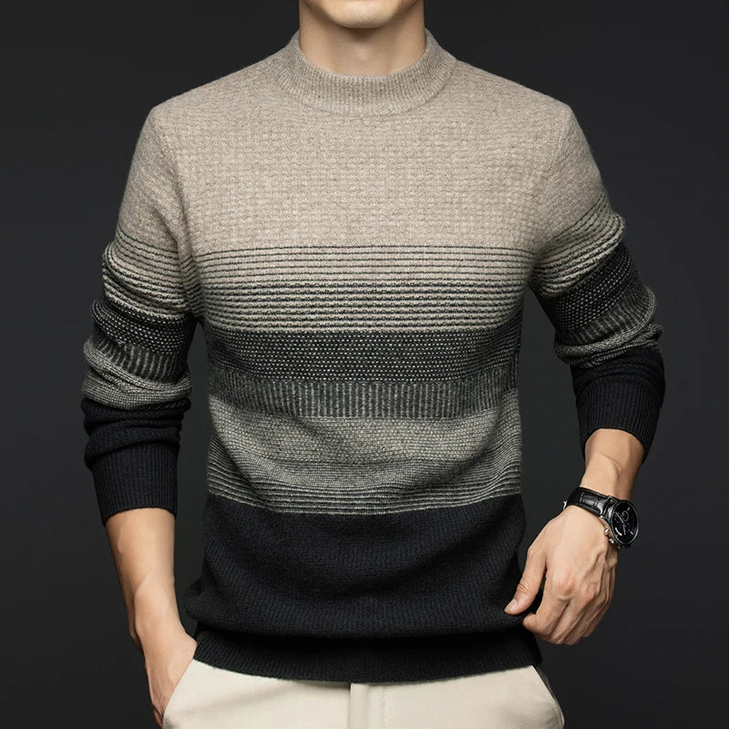 Adrian | Men's wool sweater with graduated stripes