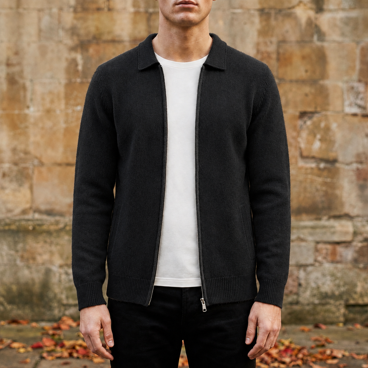 August | Herre cashmere cardigan med lynlås