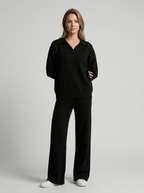 Sofia | Dame Todelt Sæt med Oversize Polo-Trui og Wide-Leg Bukser