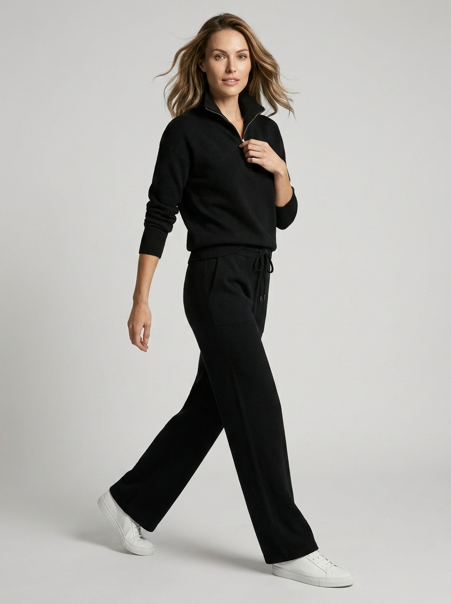 Lorena | Women's Two-Piece Set with Quarter-Zip and Wide-Leg Pants