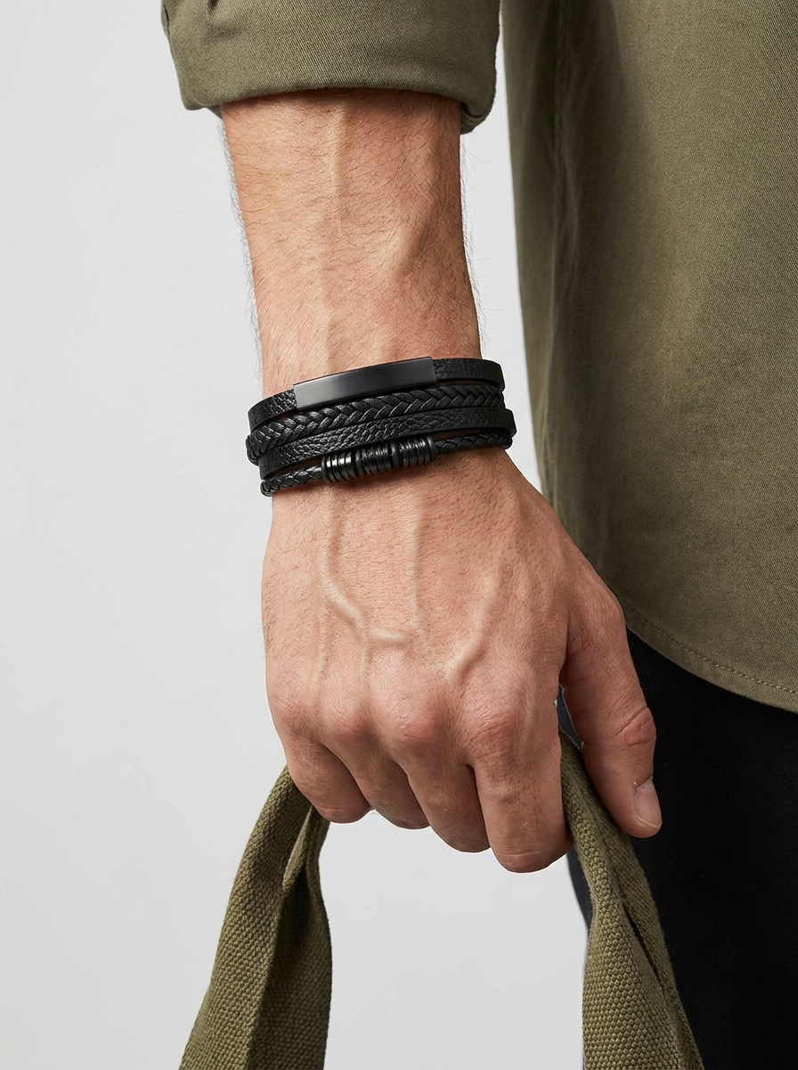 Orion | Flettet Læderarmbånd til Herre