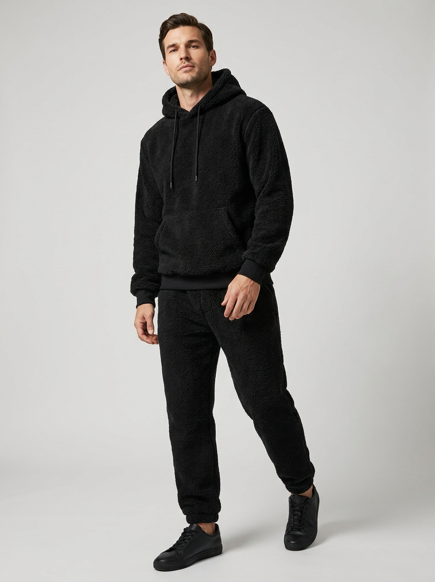 Dario | Fluffy Herresæt med Hoodie og Joggingbukser