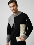Milo | Patchwork Men's Sweater with Cable-Knit Pattern