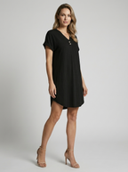 Marleen | Elegant Ribbed Summer Dress with V-Neck