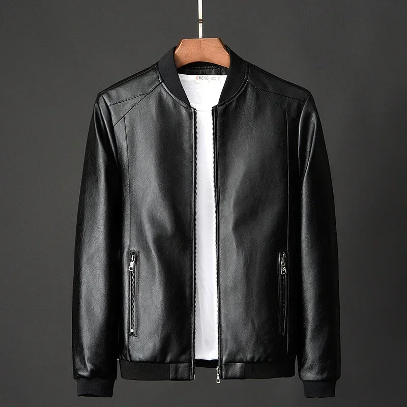 Rafael | Men's leather bomber jacket with ribbed trims