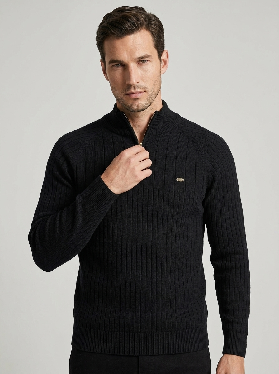 Valentino | Ribstrikket Half Zip Sweater til Herre