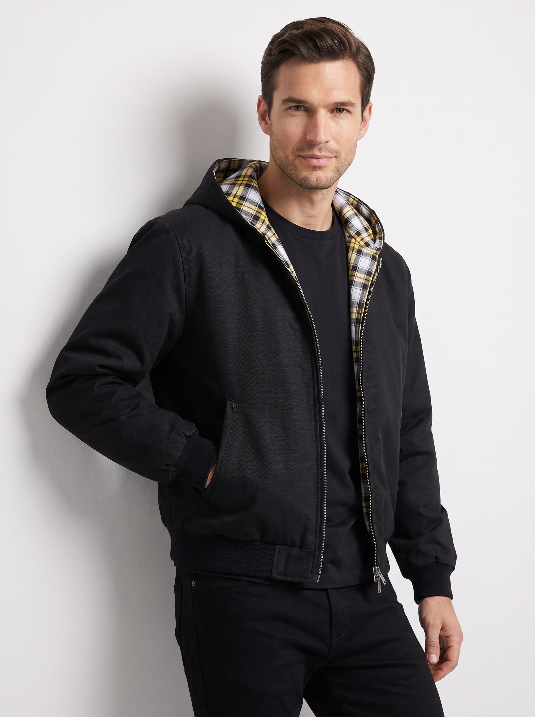 Josh | Reversible Hooded Sweatshirt with Plaid Print