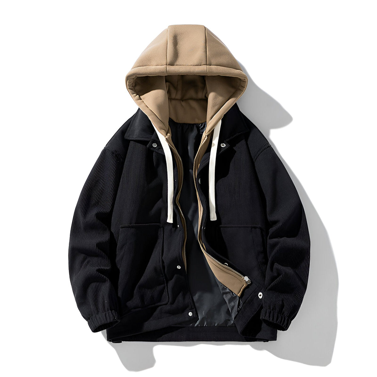 Nicolai | Men's corduroy jacket with hood and zipper