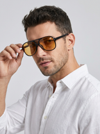 Lorenzo | Oversized Aviator Solbriller Med Farvede Glas