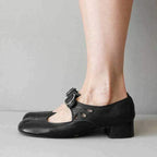 Viretta | Læder Heels Med Rem Og Rund Tå