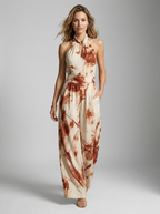 Madison | Kunstnerisk Halterneck Jumpsuit Med Vide Ben