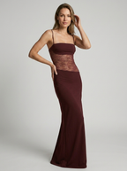 Eloria | Elegante abito lungo con corpetto in pizzo