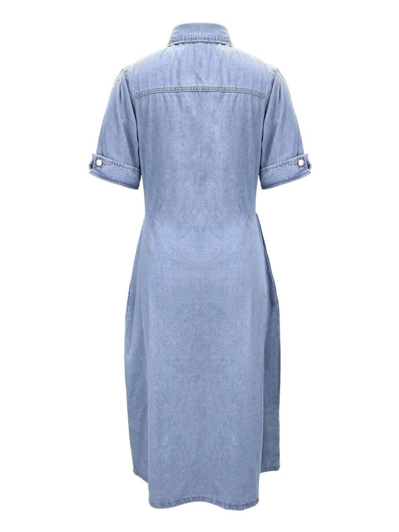 Lunara | Abito denim a linea A con chiusura a bottoni