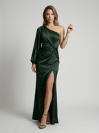 Serafina | Vestido maxi elegante de un solo hombro con abertura
