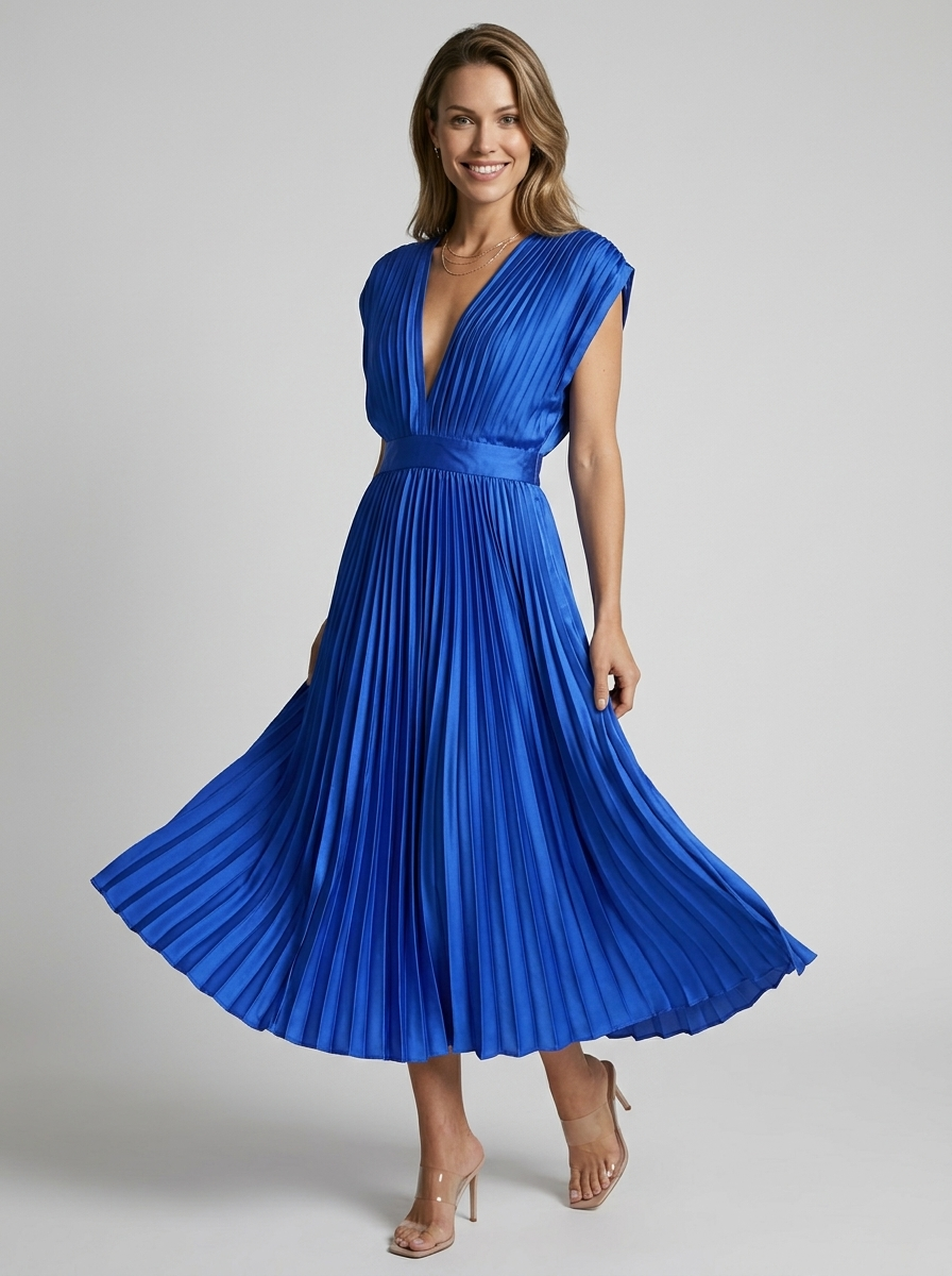 Elira | Abito midi plissettato con scollo a V elegante