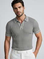 Valerio | Ribstrikket Polo T-Shirt Med Kontrastdetaljer