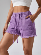 Elowen | Denim Shorts Med Høj Talje Og Frynsekant