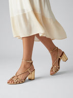 Aurelia | Gold-Colored Sandals with Braided Straps
