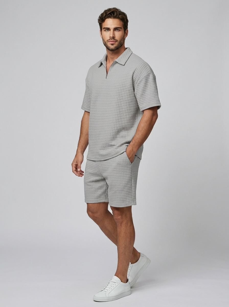 Sven | Waffle Knit Polo and Shorts Set for Men