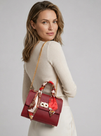 Lina | Elegante Borsa a Mano con Sciarpa di Seta e Catena Dorata