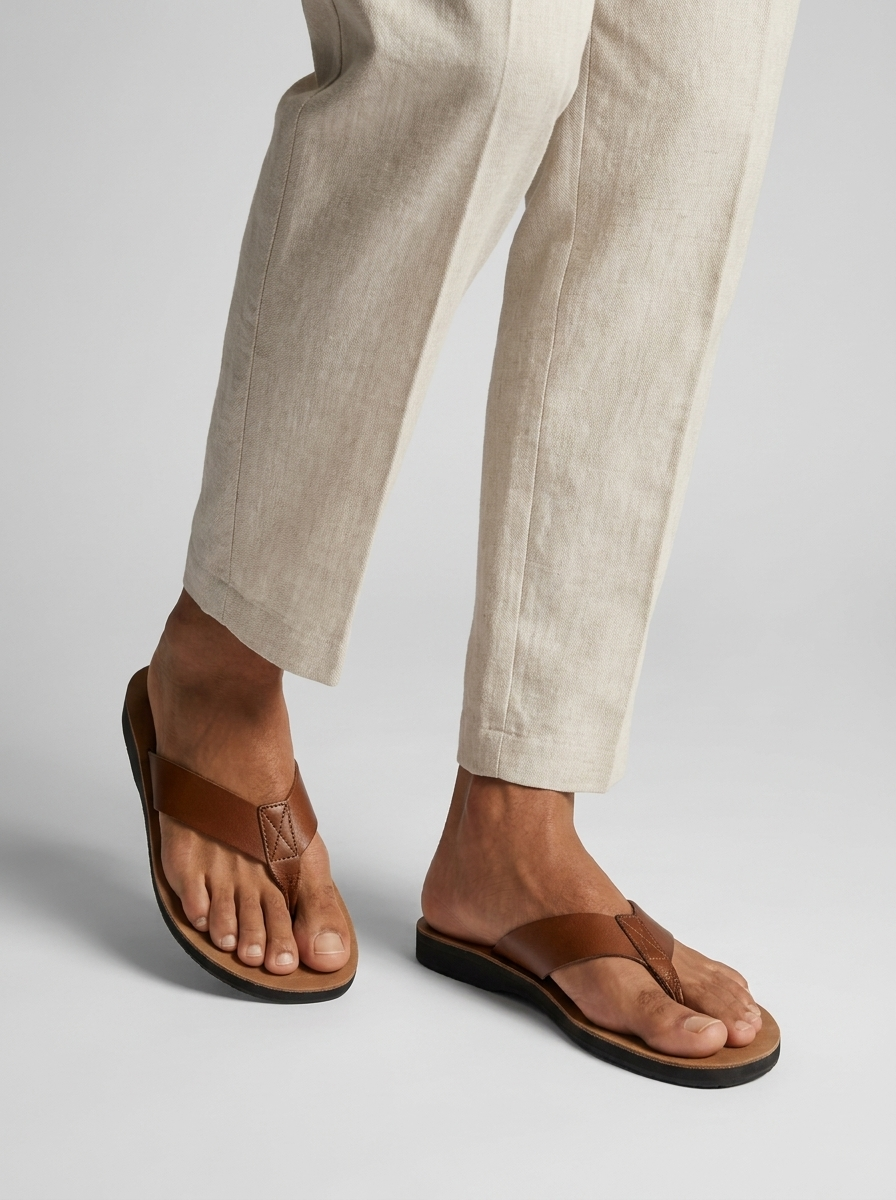Sebastian | Læder Flip-Flops Til Mænd Med Komfortsål