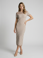 Adeline | Stribet Maxi T-Shirt Kjole Til Sommer