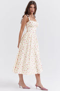 Flora | Vintage Midi-Kjole med Blomstermønster